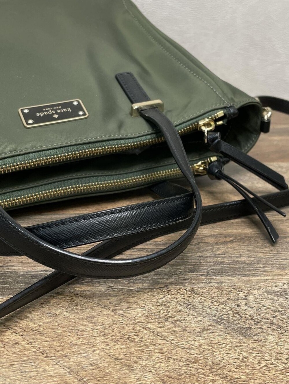 kate spade Olive Green Nylon Tote with Black Trim - Picture 7 of 16